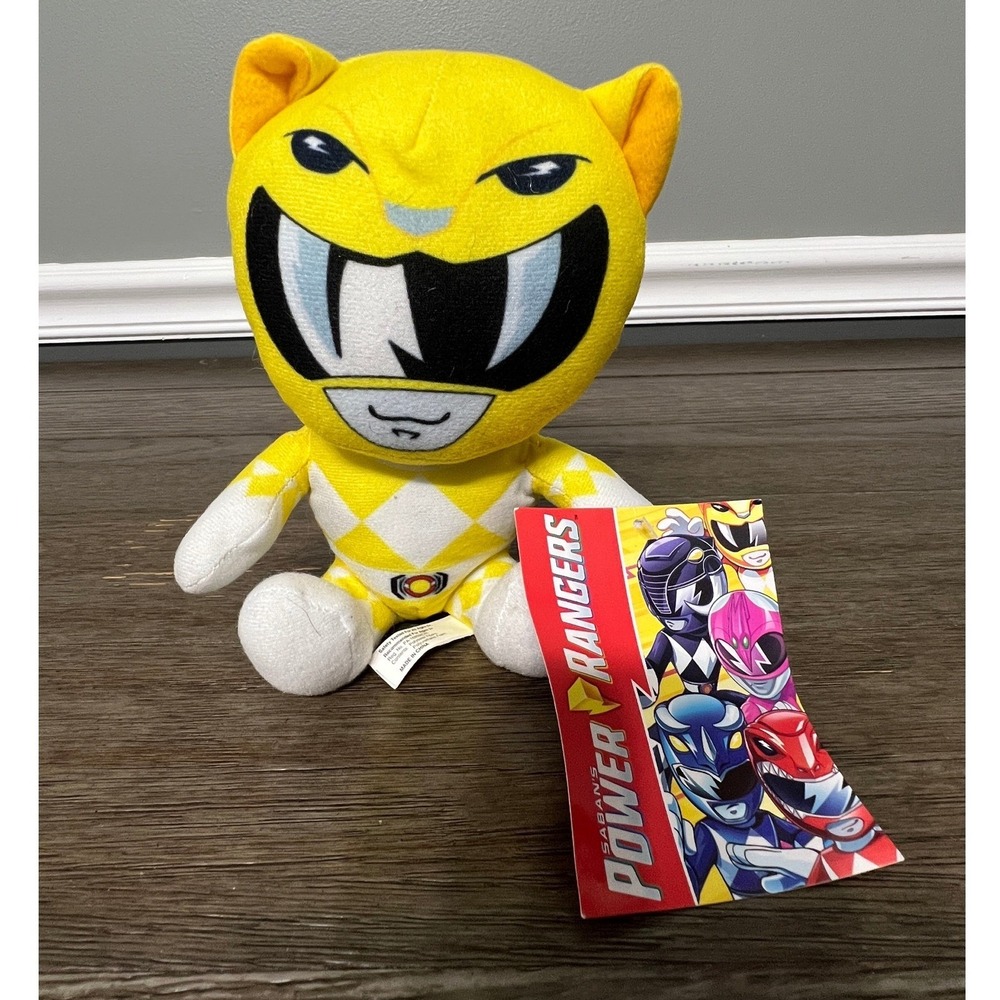 NEW Yellow Power Ranger Plush Sabertooth Tiger Hasbro Saban Mighty Morphin Toy